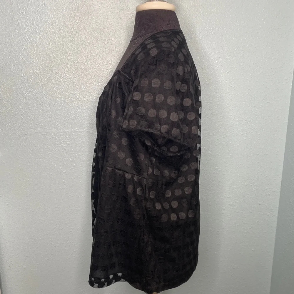 NY Collection Plus Size Black Polka Dot Blouse - Picture 2 of 11